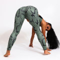 Novo produto verde cobra padrão conjuntos de ioga em forma de barriga calças esportivas de cintura alta para mulheres